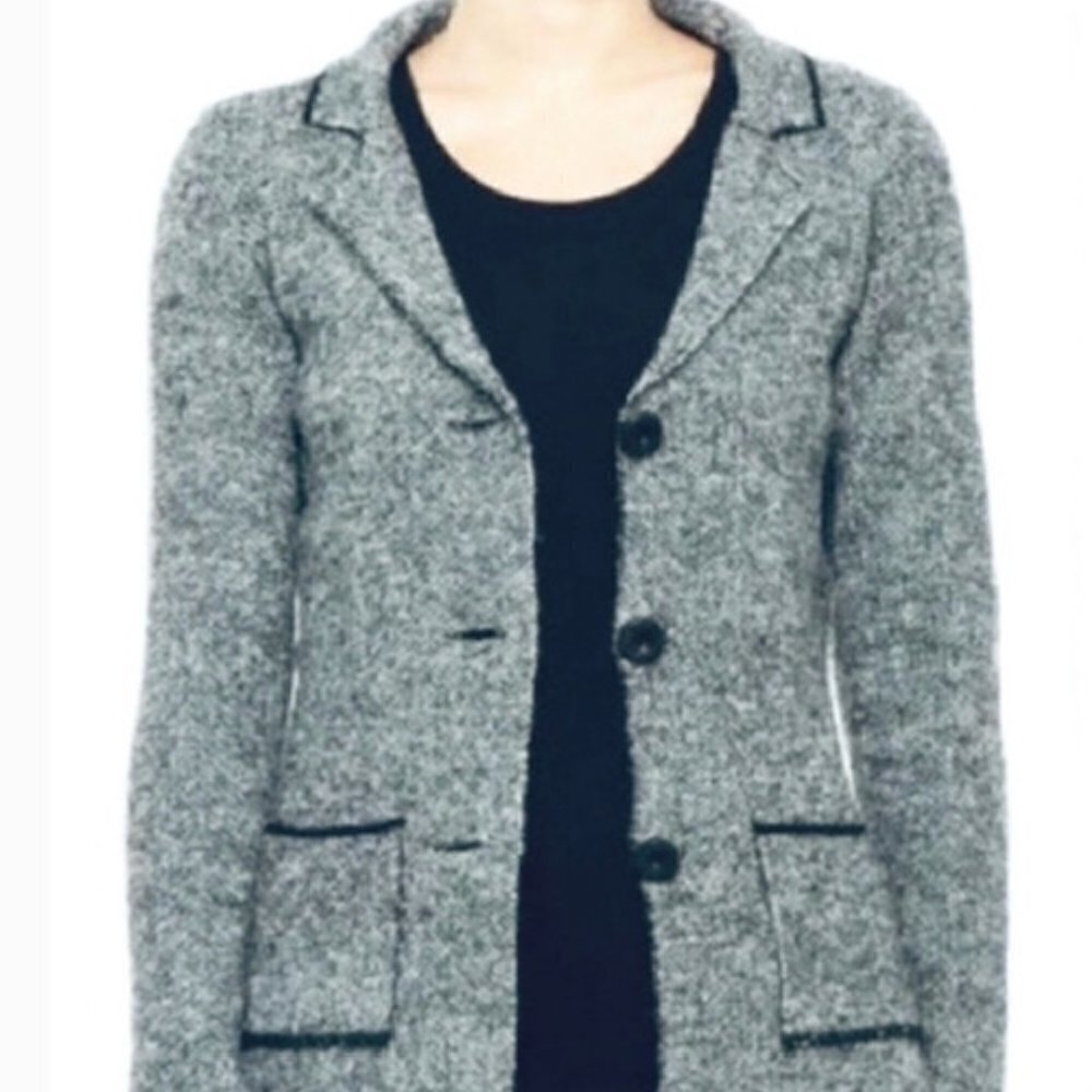 Cocogio Italy Womens Wool Blend Cardigan Sweater Blazer Button Front Gray SZ Med